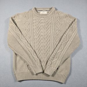 Weatherproof Vintage Men's Warm Cable Knit Sweater Brown Size Medium Long Sleeve